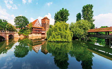 Half-timbered houses on the banks of the Pegnitz River in Nuremberg Half-timbered houses on the banks of the Pegnitz River in Nuremberg